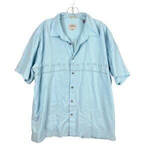 Quiksilver Men's Tahiti Palm Tree Button Up Collared Shirt Dusk Blue XL